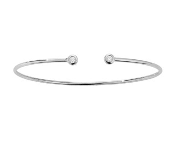 14 karat white gold bangle with diamonds